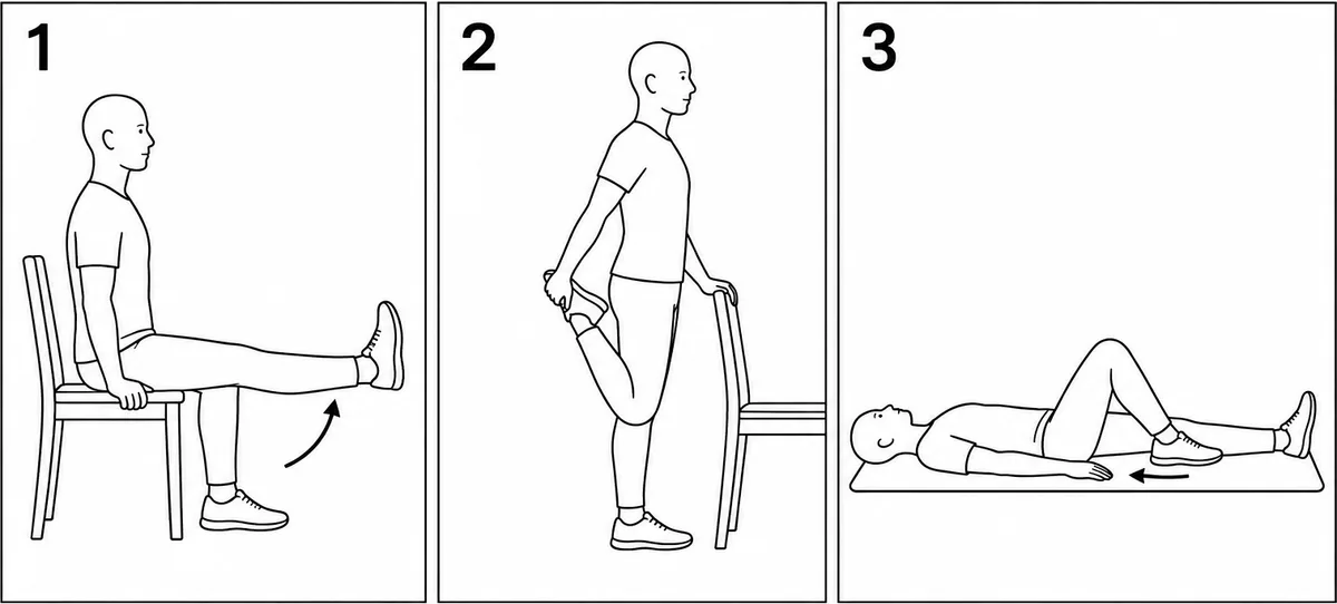 무릎이 뻣뻣하고 시큰할 때 집에서 할 수 있는 운동, 어떻게 하면 될까요?