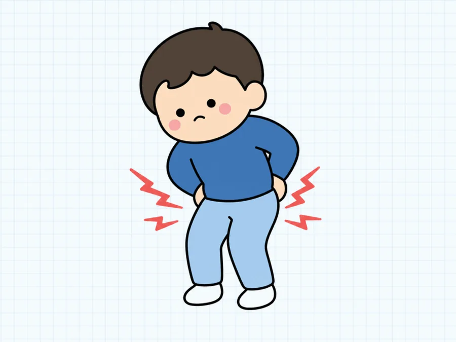 허리와 골반이 아파 허리를 짚고 있는 사람 일러스트