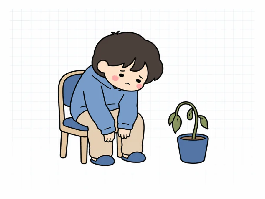 기운이 떨어져 지쳐 있는 사람 일러스트